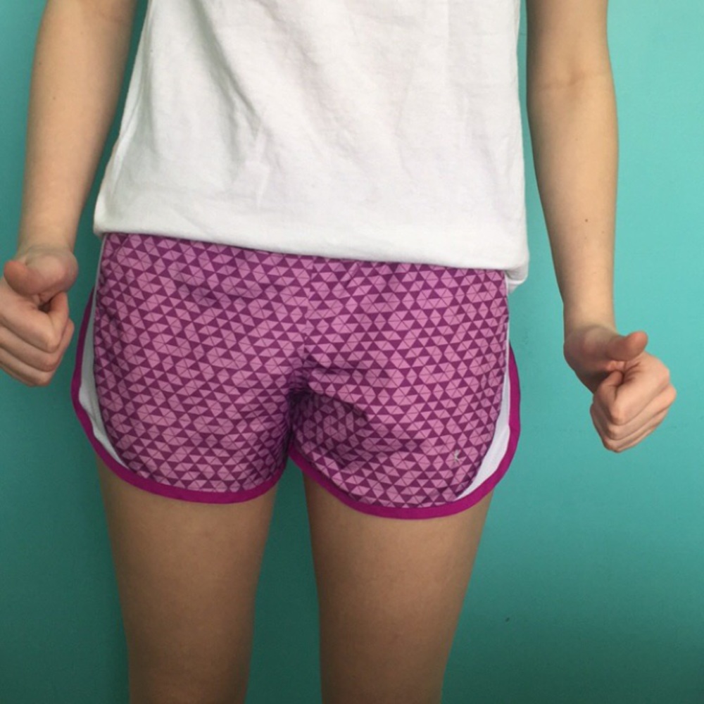 purple athletic shorts